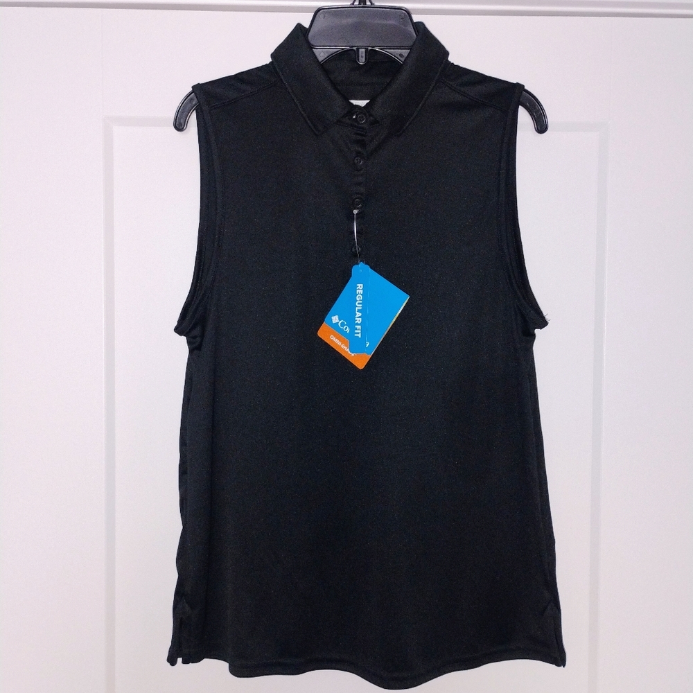 NWT S Columbia Cedar Coast Omni-Shade Sleeveless Black Polo Active Shirt NEW